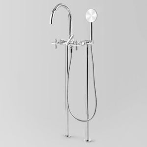 Astra Walker Icon + Floor Mounted Bath Mixer with Circular Single Function Hand Shower