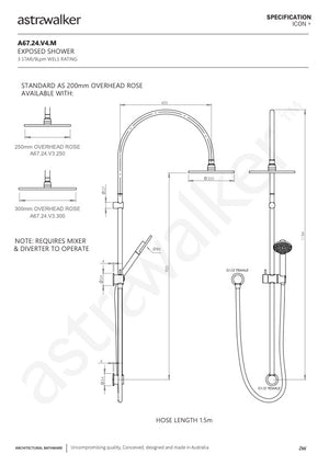 Astra Walker Icon + Exposed Shower Set with Circular Single Function Hand Shower