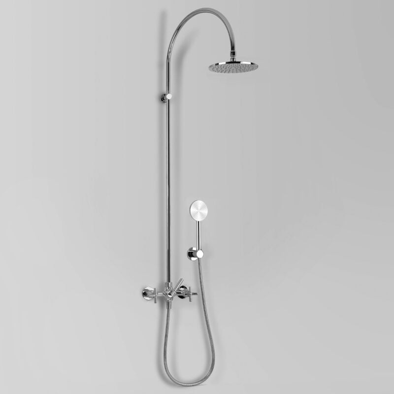 Astra Walker Icon + Exposed Shower Set with Taps, Diverter & Circular Single Function Hand Shower on Wall Hook