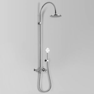 Astra Walker Icon + Exposed Shower Set with Taps, Diverter & Circular Single Function Hand Shower on Wall Hook