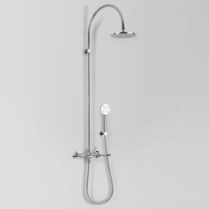 Astra Walker Icon + Lever Exposed Shower Set with Taps, Diverter & Circular Single Function Hand Shower on Wall Hook