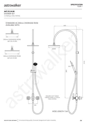 Astra Walker Icon + Exposed Shower Set with Taps, Diverter & Circular Single Function Hand Shower