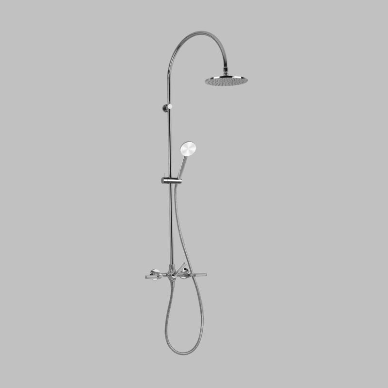 Astra Walker Knurled Icon + Lever Exposed Shower Set with Taps, Diverter & Circular Single Function Hand Shower