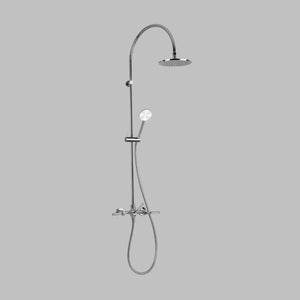 Astra Walker Knurled Icon + Lever Exposed Shower Set with Taps, Diverter & Circular Single Function Hand Shower