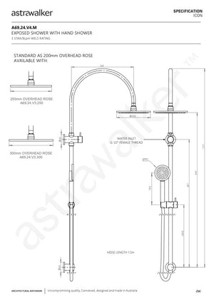 Astra Walker Icon Exposed Shower Set with Diverter & Circular Single Function Hand Shower