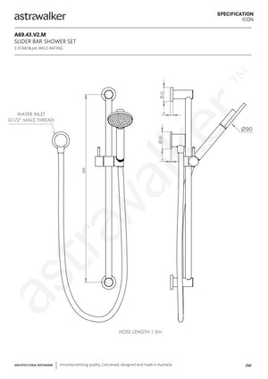 Astra Walker Icon Circular Single Function Slide Shower