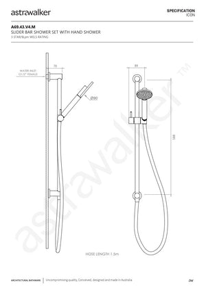 Astra Walker Icon Circular Single Function Integrated Slide Shower