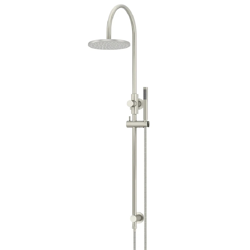 Meir Round Gooseneck Shower Set with 200mm Rose & Single Function Hand Shower | Brushed Nickel