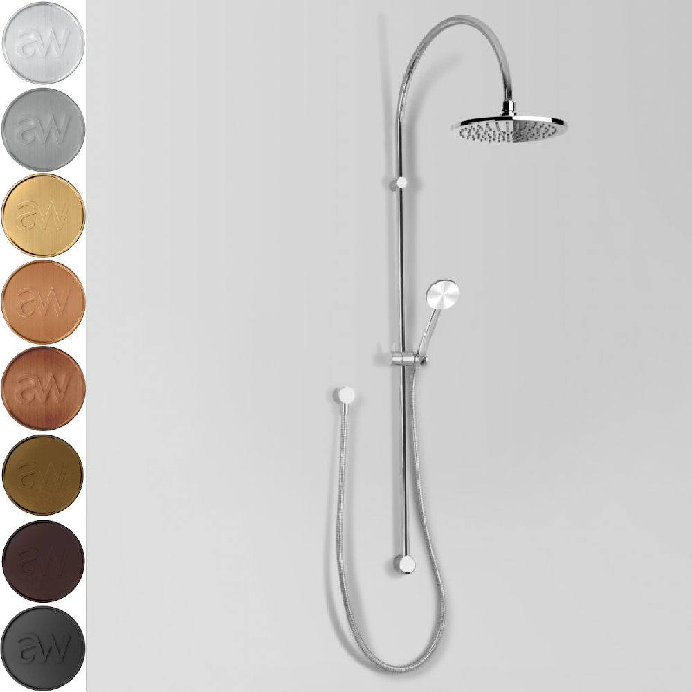 Astra Walker Icon + Exposed Shower Set with Taps, Diverter & Circular Single Function Hand Shower on Wall Hook