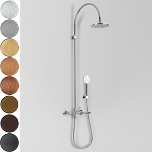 Astra Walker Icon + Lever Exposed Shower Set with Taps, Diverter & Circular Single Function Hand Shower on Wall Hook