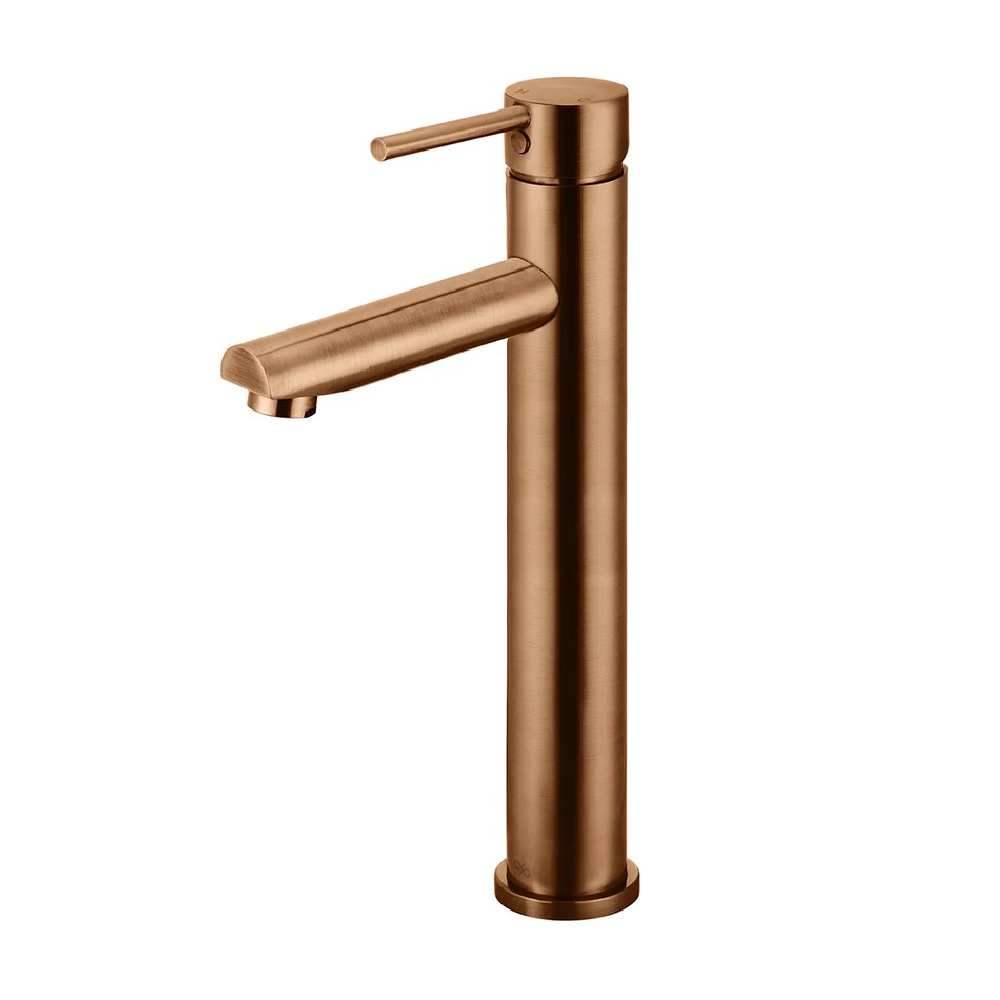 Meir Round Tall Basin Mixer with Straight Spout | Lustre Bronze