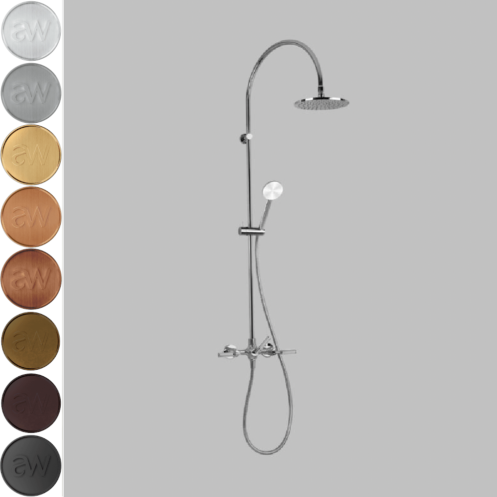 Astra Walker Knurled Icon + Lever Exposed Shower Set with Taps, Diverter & Circular Single Function Hand Shower