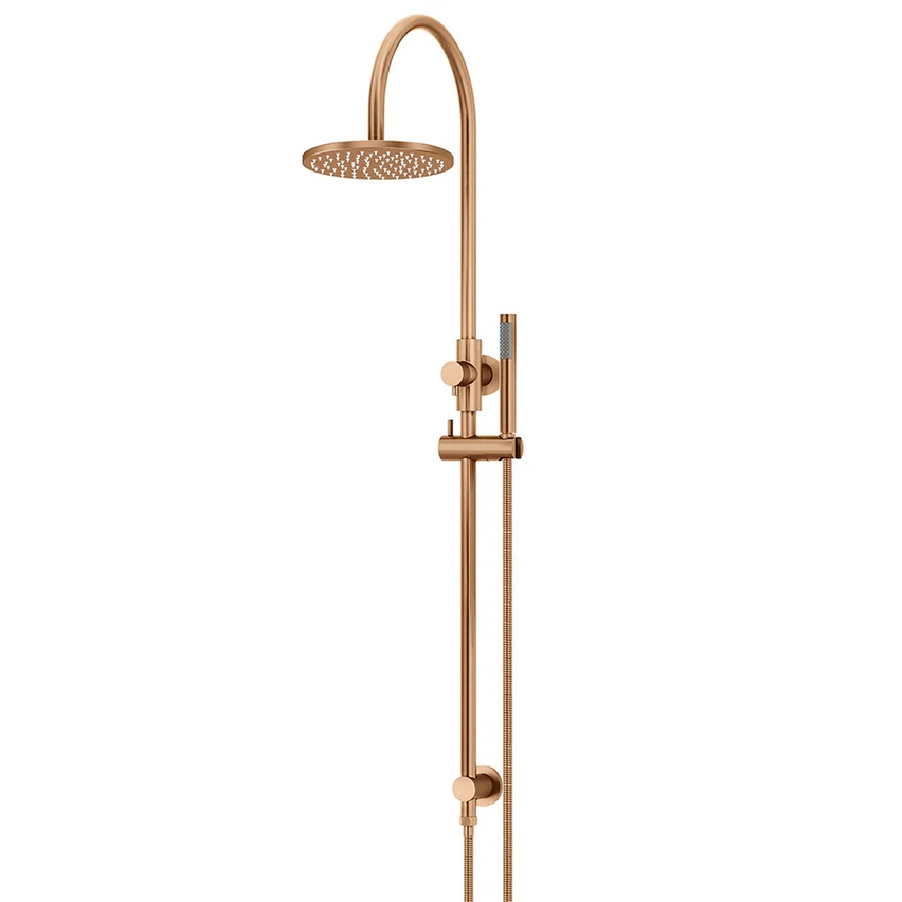 Meir Round Gooseneck Shower Set with 200mm Rose & Single Function Hand Shower | Lustre Bronze