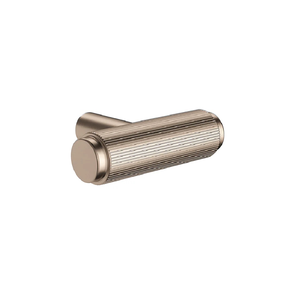 Meir Öppen T-pull Linear Knurled Cabinet Handle | Champagne