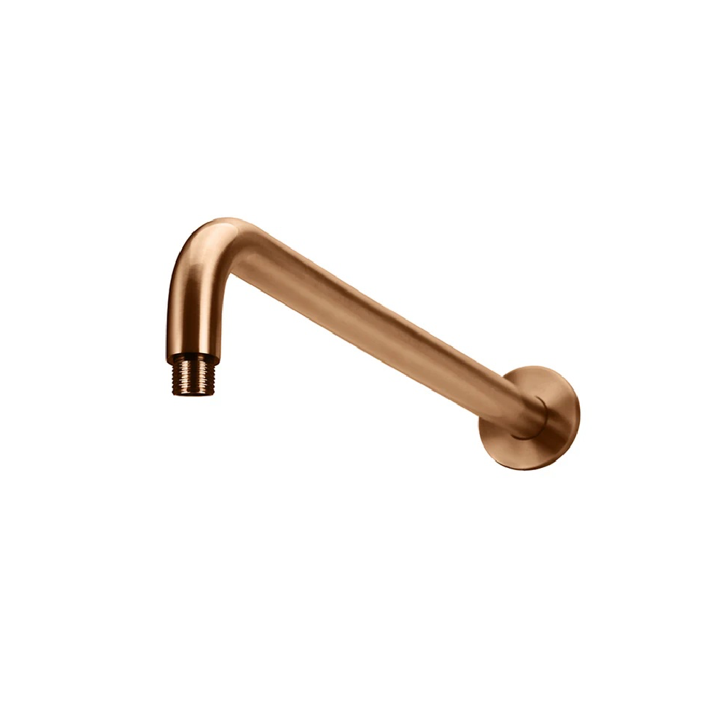 Meir Round Wall Shower Curved Arm 400mm | Lustre Bronze