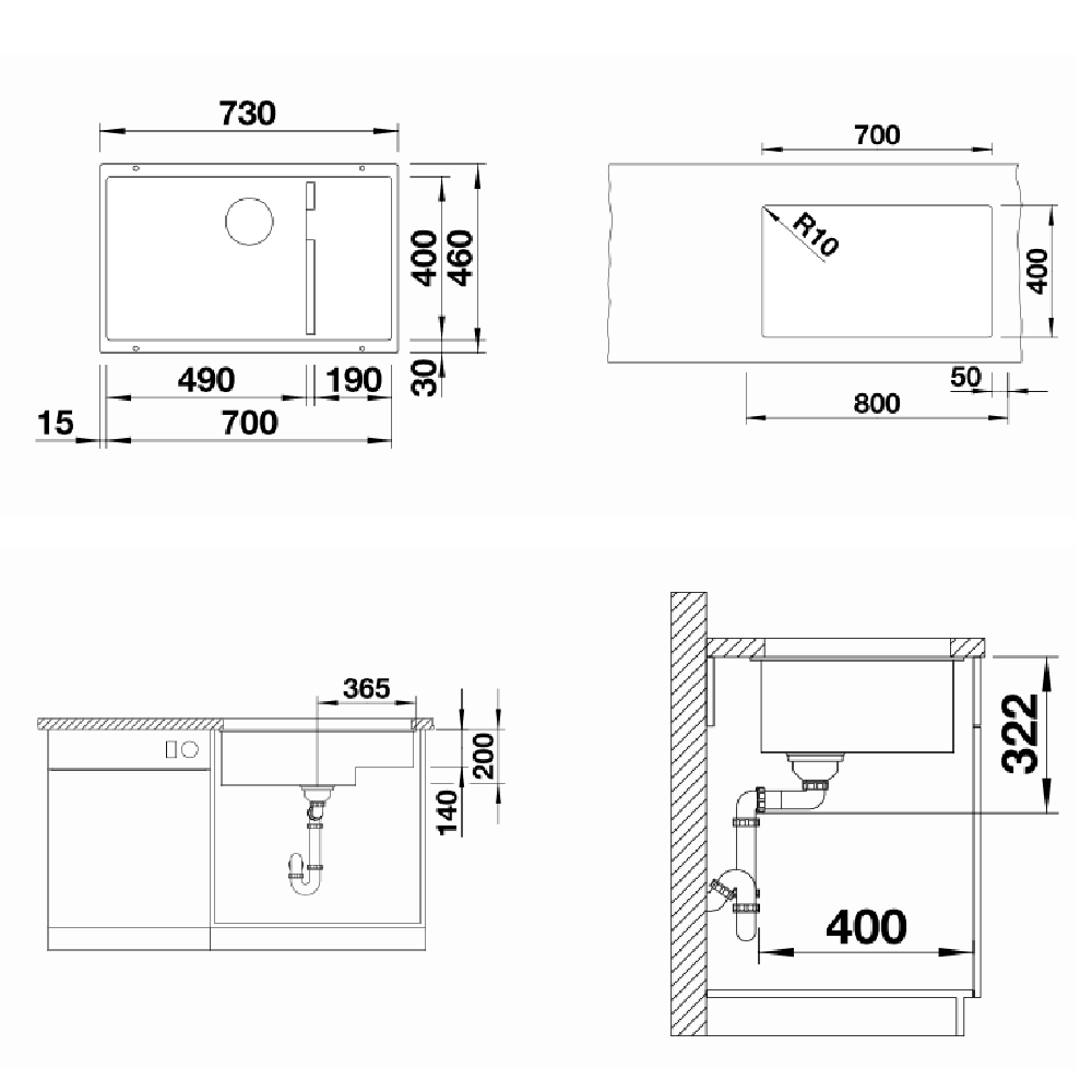 Blanco Silgranit Subline 700-U Level Single Sink | Tartufo