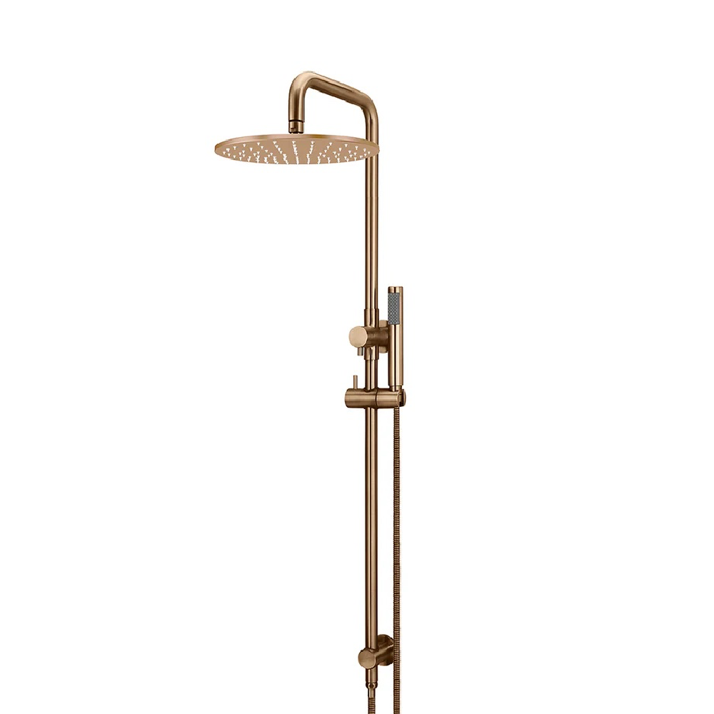 Meir Round Combination Shower Rail with 300mm Rose & Single Function Hand Shower | Lustre Bronze