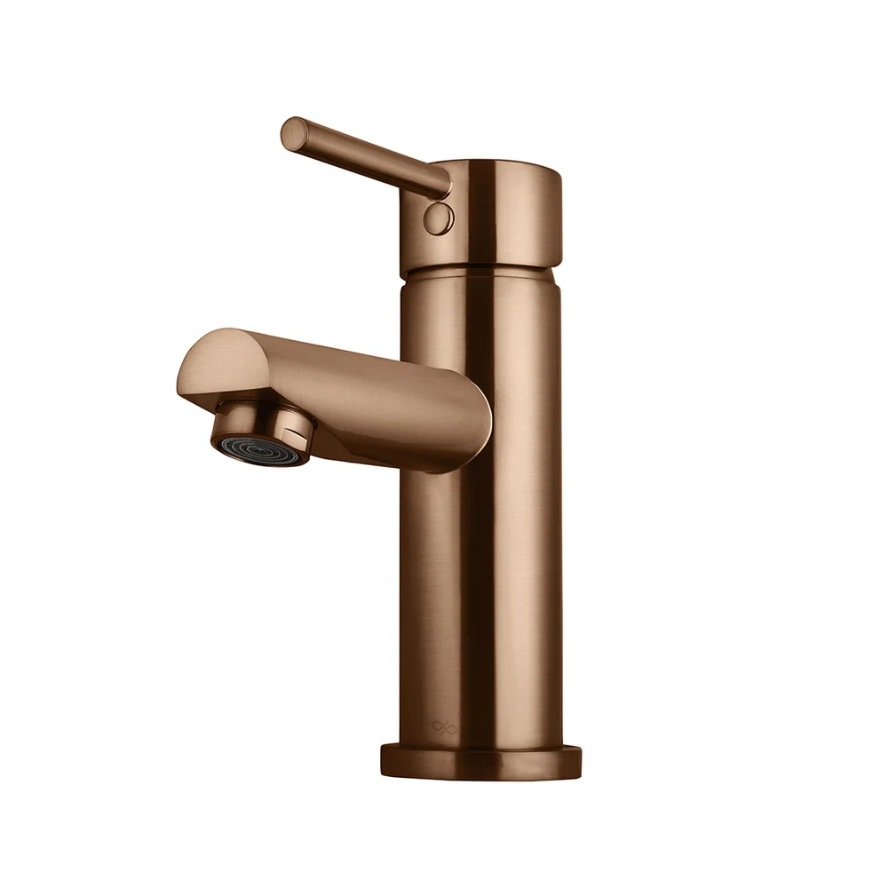 Meir Round Basin Mixer with Straight Spout | Lustre Bronze