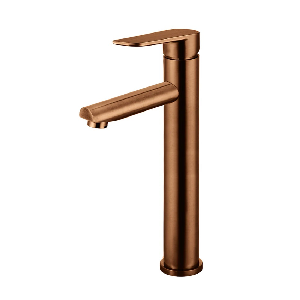 Meir Round Paddle Tall Basin Mixer | Lustre Bronze