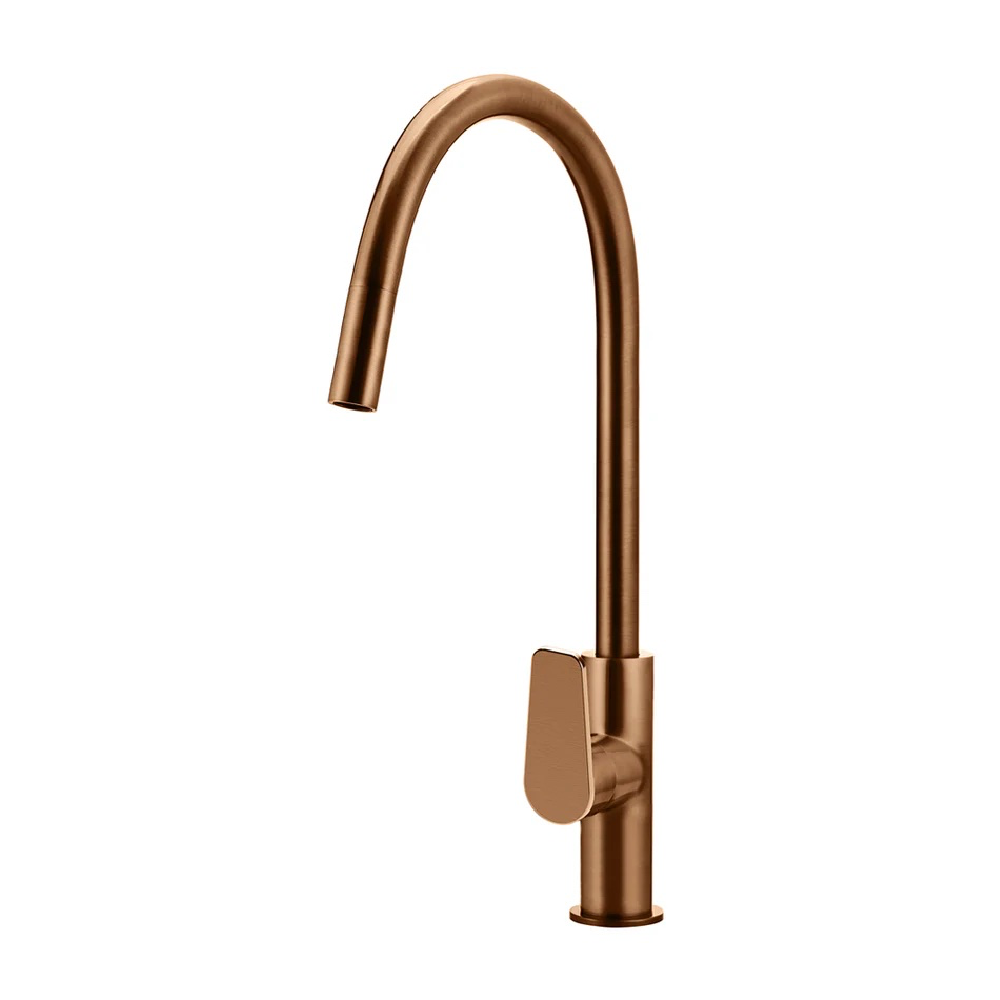 Meir Round Paddle Piccola Pull Out Kitchen Mixer Tap | Lustre Bronze
