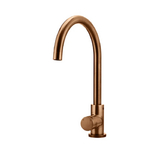 Meir Round Gooseneck Kitchen Mixer Tap With Pinless Handle | Lustre Bronze