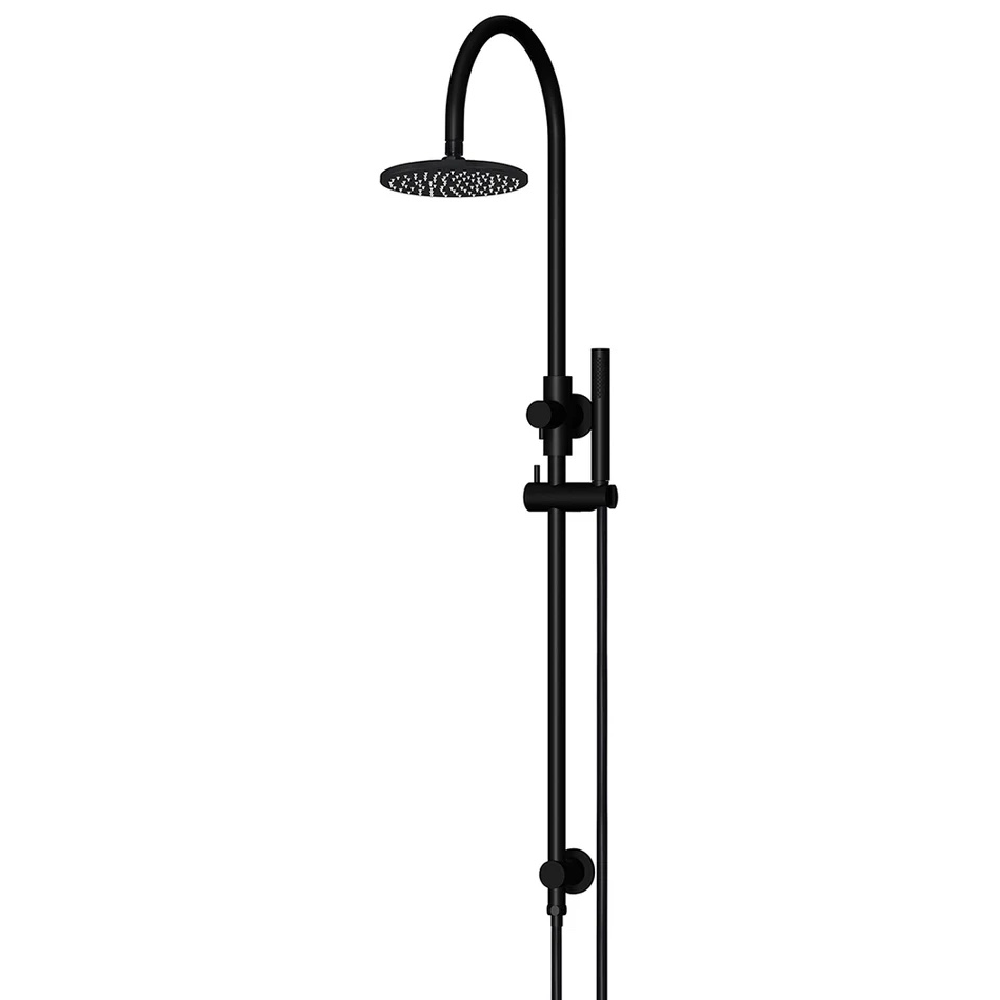 Meir Round Gooseneck Shower Set with 200mm Rose & Single Function Hand Shower | Matte Black