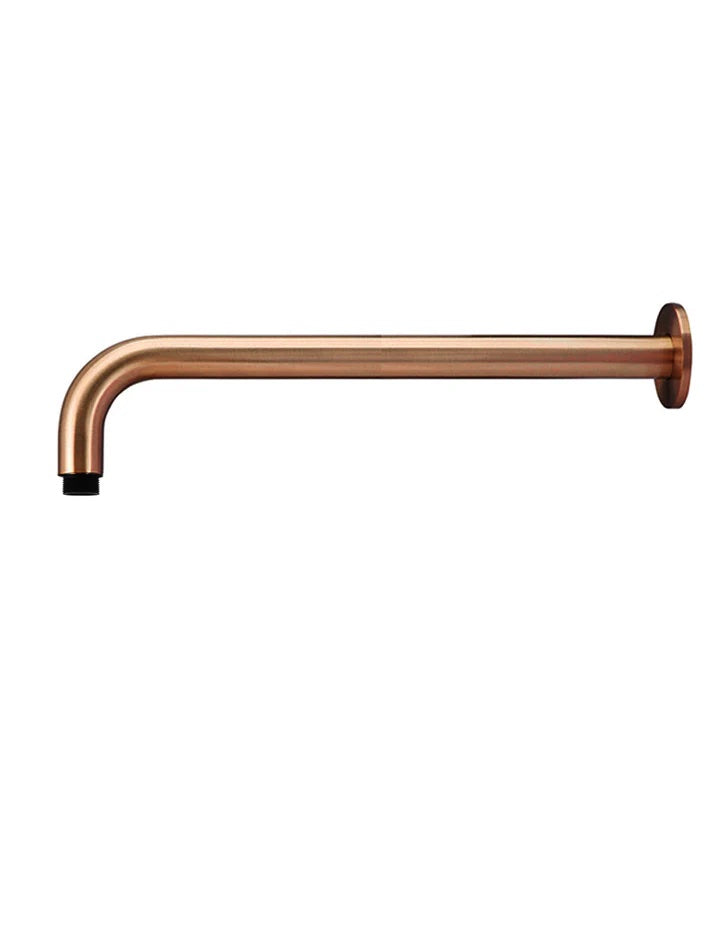 Meir Round Wall Shower Curved Arm 400mm | Lustre Bronze