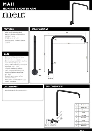 Meir High Rise Shower Arm | Brushed Nickel