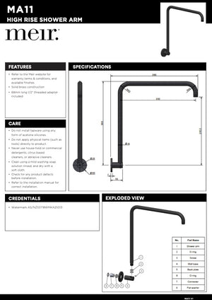 Meir High Rise Shower Arm | Chrome