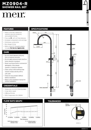 Meir Round Gooseneck Shower Set with 200mm Rose & Single Function Hand Shower | Shadow