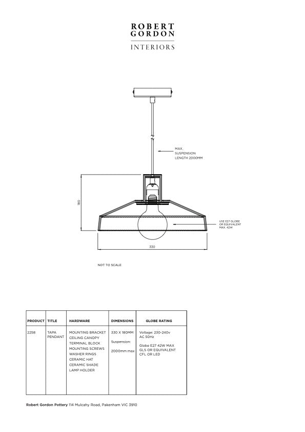 Robert Gordon Tapa Pendant Light | Stone