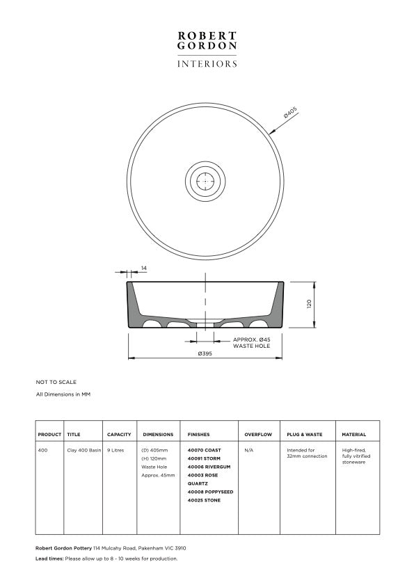 Robert Gordon Clay 400 Round Vessel Basin | Olive