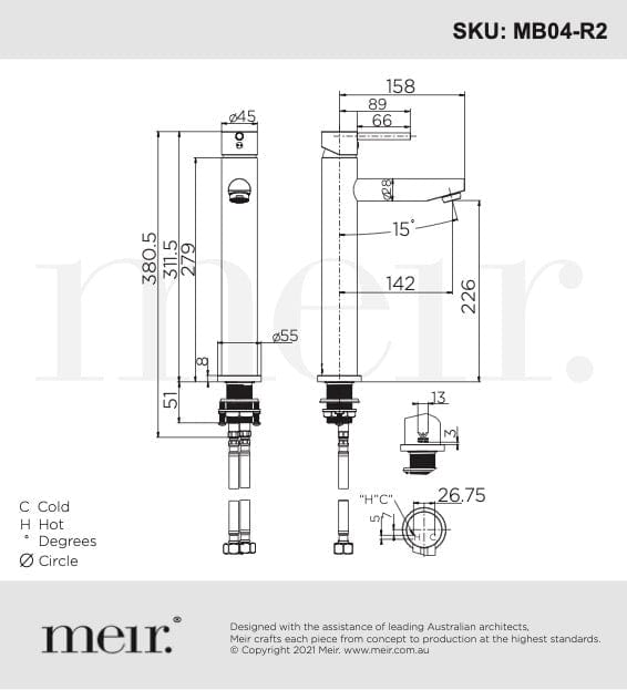 Meir Basin Taps Meir Round Tall Basin Mixer | Tiger Bronze