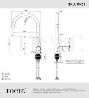 Meir Kitchen Tap Meir Round Gooseneck Kitchen Mixer | Brushed Nickel