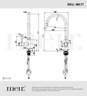 Meir Kitchen Tap Meir Round Piccola Pull Out Kitchen Mixer | Brushed Nickel