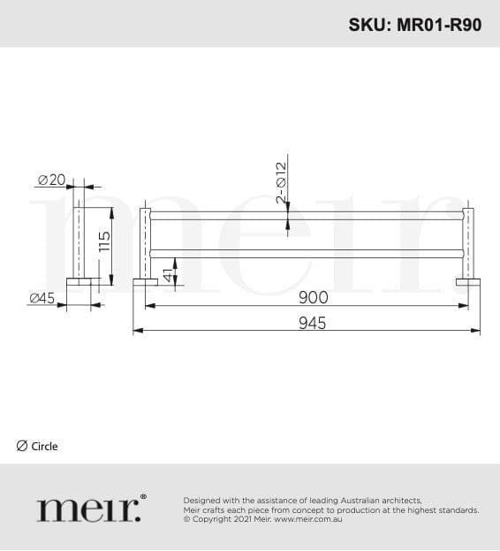 Meir Bathroom Accessories Meir Round Double Towel Rail 900mm | Champagne