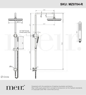 Meir Showers Meir Round Combination Shower Rail with 200mm Rose & Single Function Hand Shower | Tiger Bronze