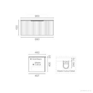 Ava Opaco 900 1 Drawer Vanity