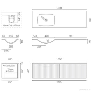 Ava Spio 1500 2 Drawer Vanity Left Basin