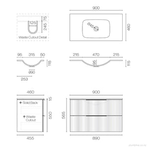 Ava Spio 900 2 Drawer Vanity