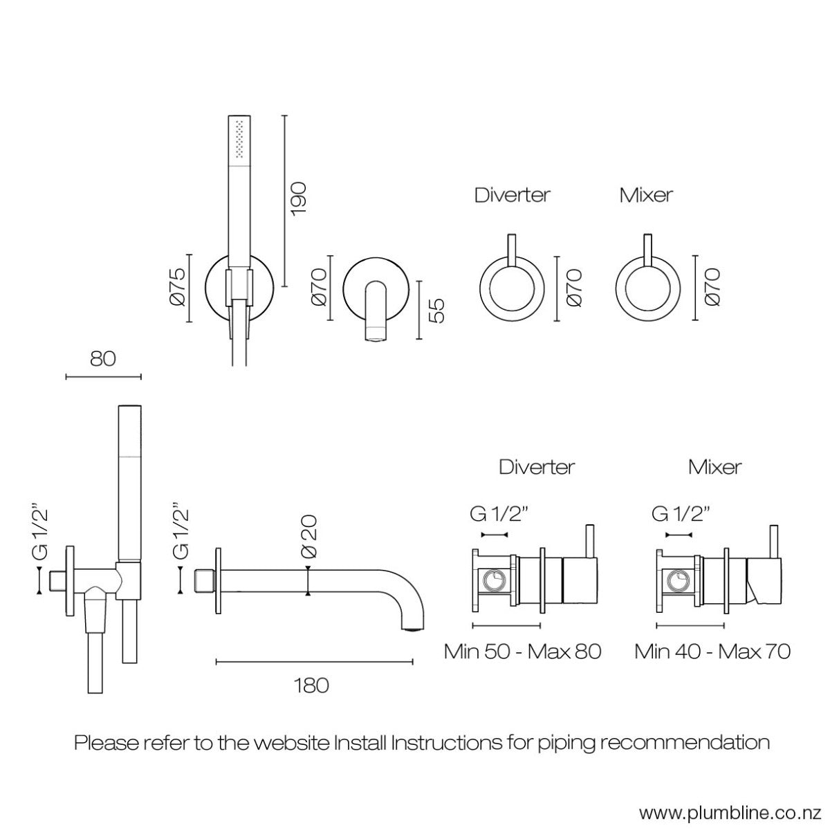 Buddy Wall Mount Bath/Shower Set