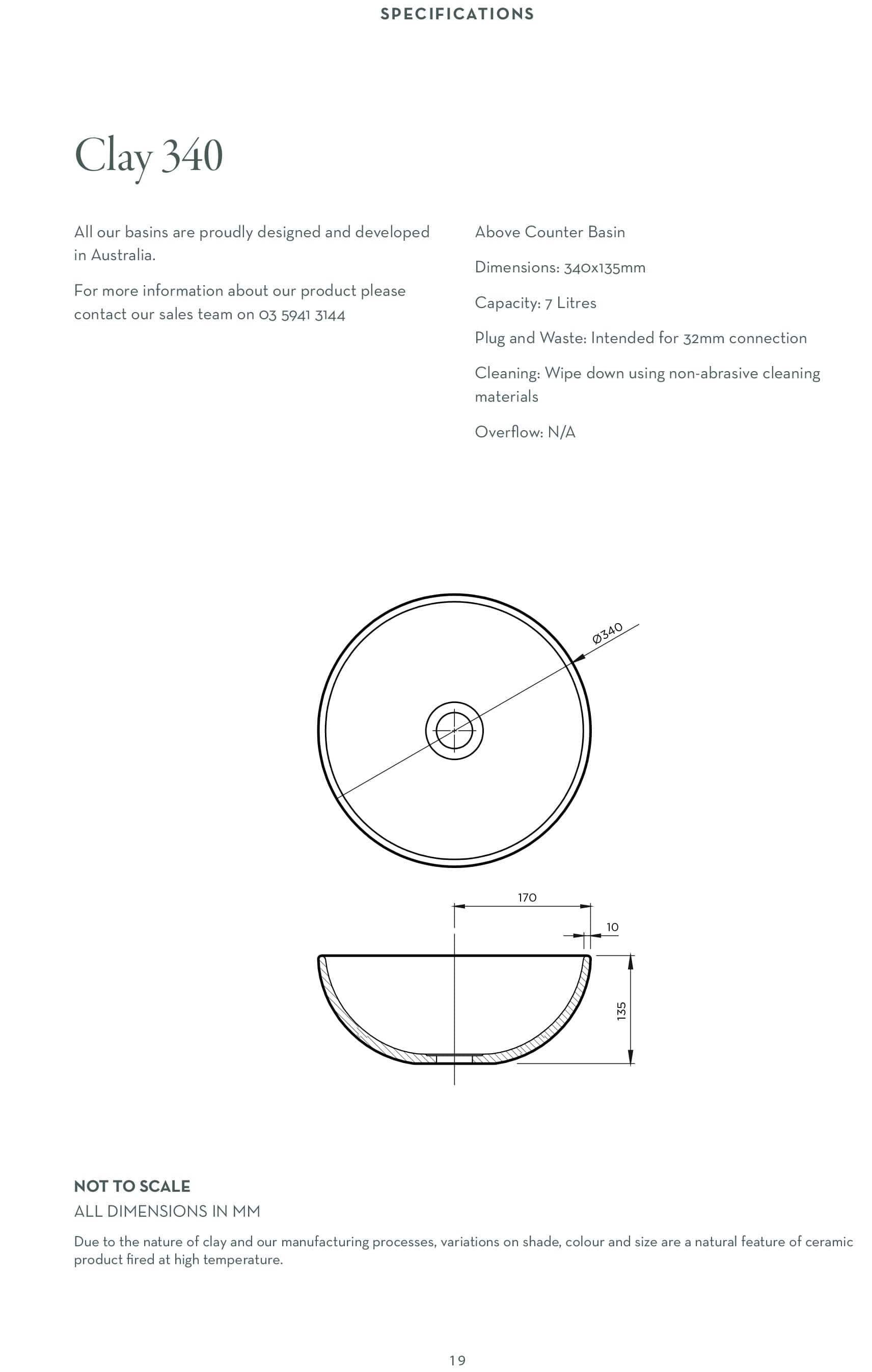 Robert Gordon Clay 340 Round Vessel Basin | Olive