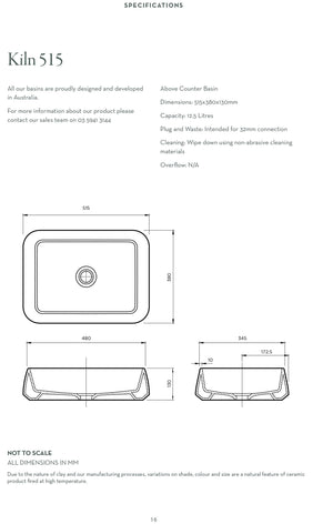 Robert Gordon Kiln 515 Rectangle Vessel Basin | Olive