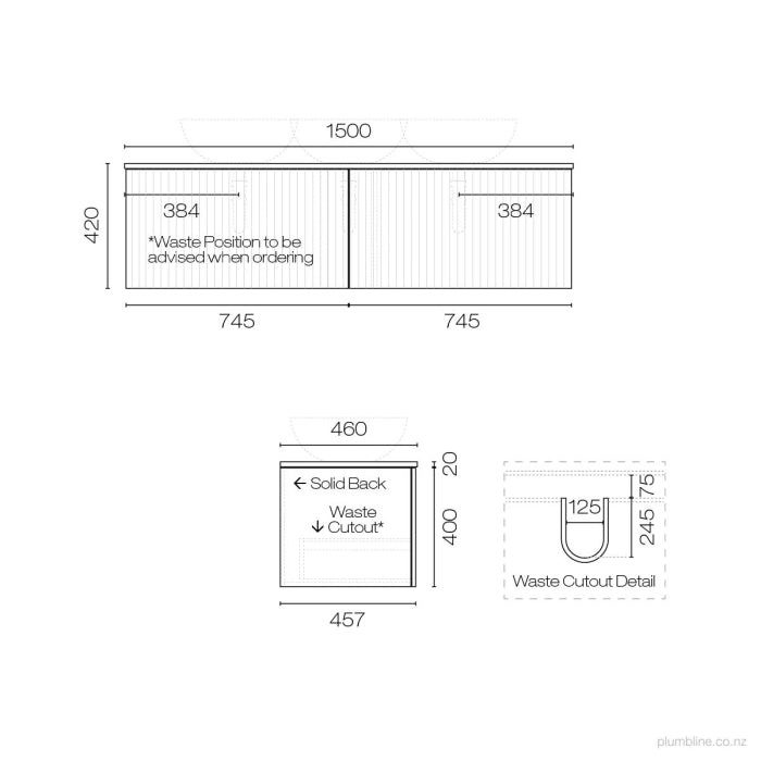 Lima Opaco 1500 2 Drawer Vanity