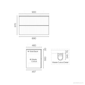 Lima Opaco 900 2 Drawer Vanity