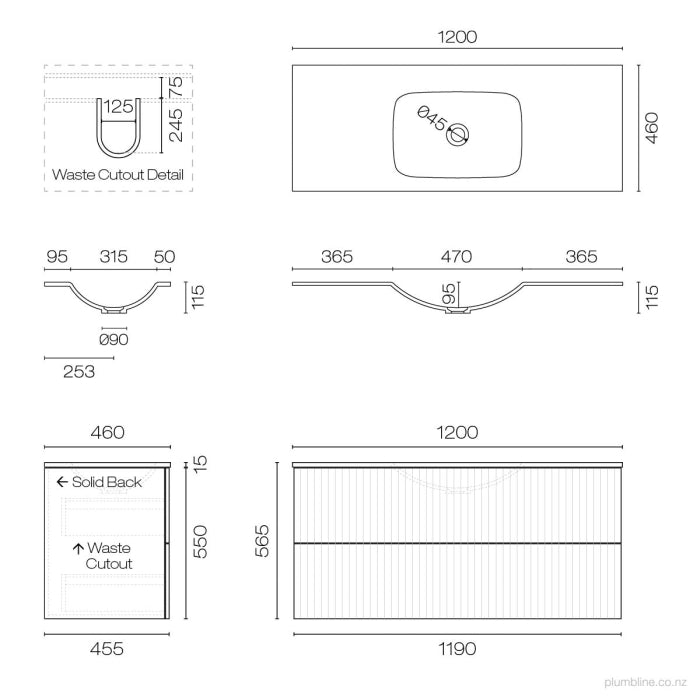 Lima Spio 1200 2 Drawer Vanity