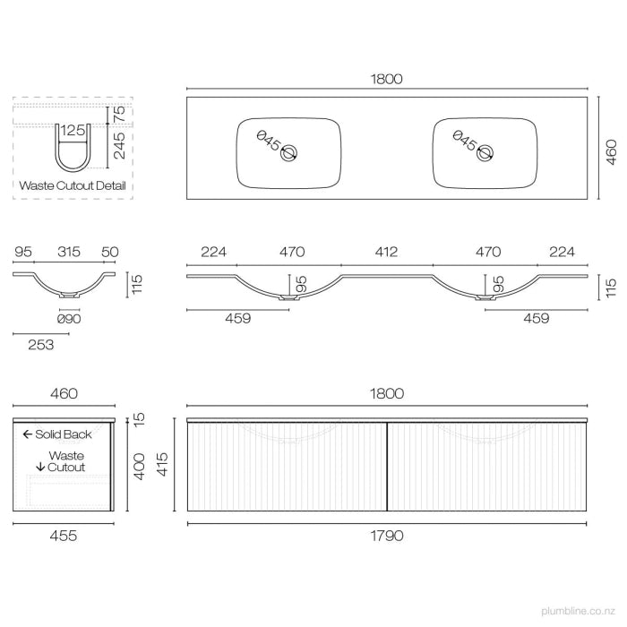 Lima Spio 1800 2 Drawer Vanity Double Basin