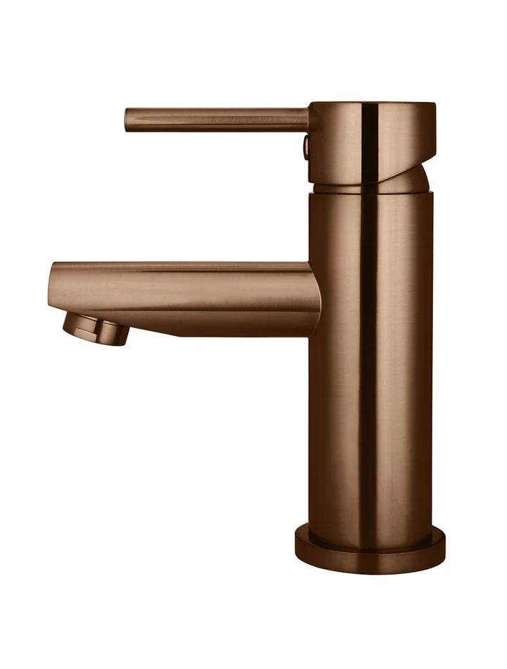 Meir Round Basin Mixer with Straight Spout | Lustre Bronze