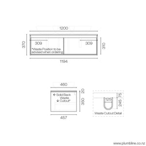 Prava Opaco 1200 2 Drawer Vanity