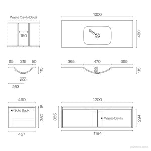 Prava Spio 1200 2 Drawer Vanity Centre Basin